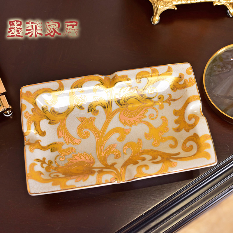 New Chinese style creative ceramics with high - end cooper move cigar ashtray key-2 luxury office sitting room home furnishing articles