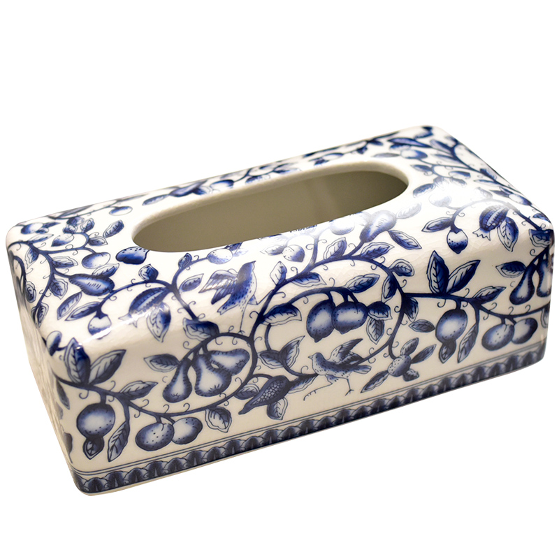 Tissue boxes of new Chinese style restoring ancient ways is the sitting room tea table to receive restaurant blue and white porcelain ceramic pump box household decorative furnishing articles