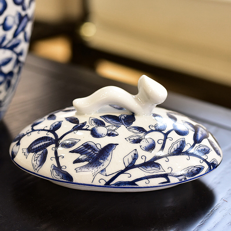 New Chinese style creative furnishing articles receive blue and white porcelain ceramic pot sitting room porch rich ancient frame home decoration decoration