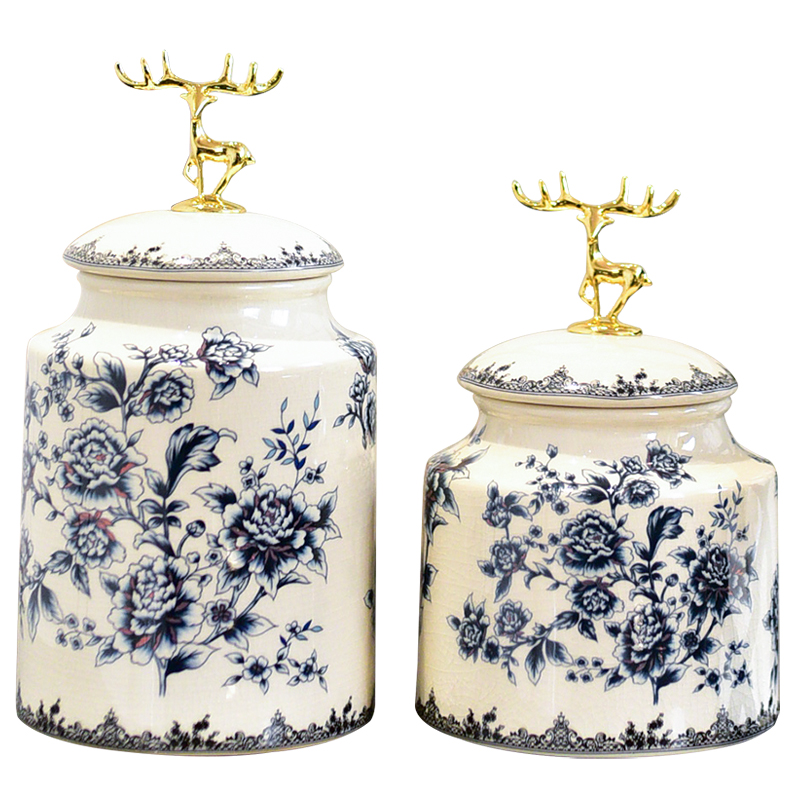 New Chinese style is light blue and white porcelain key-2 luxury furnishing articles of the sitting room TV ark, wine storage tank porch decoration home decoration