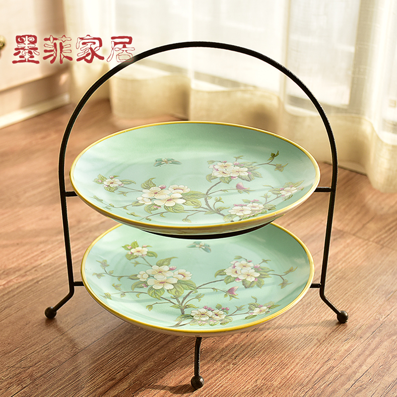 American ceramic double fruit bowl place to live in the new Chinese style restoring ancient ways is the sitting room tea table dry fruit tray 'lads' Mags' including nuts, tea tray