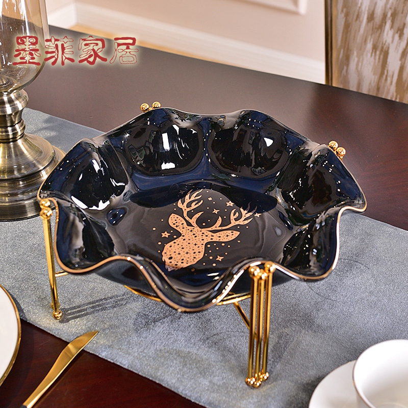 Light European - style key-2 luxury creative ceramic fruit bowl of the big bowl of modern Chinese New Year snacks sitting room tea table plate household candy dishes