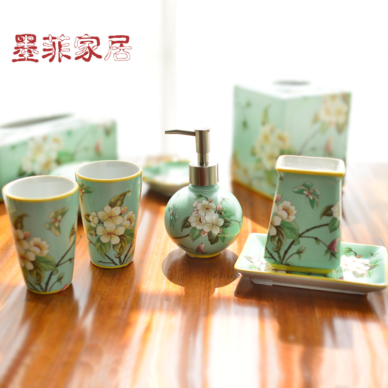 New Chinese style set ceramic sanitary ware has five furnishing articles bathroom toiletries version into gifts home decoration decoration