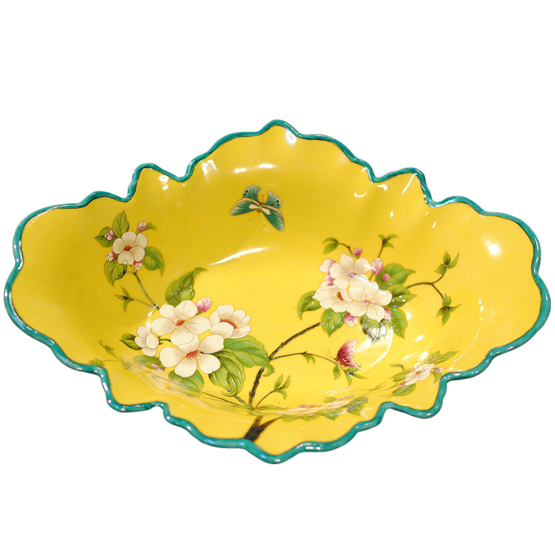 New Chinese style compote European ceramic fruit bowl sitting room tea table decorations household American retro decoration tray