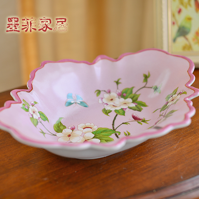 American ceramic big fruit tray was the new Chinese style furnishing articles to decorate the sitting room tea table dry fruit tray table fruit bowl the receive keys