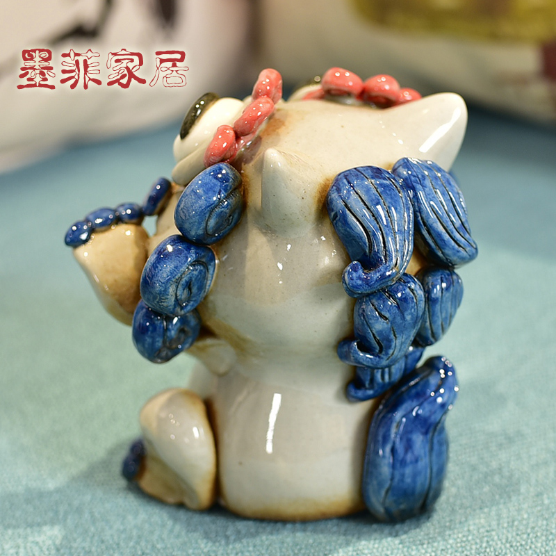 Jingdezhen what checking ceramic kirin furnishing articles of new Chinese style decoration home sitting room is the study of soft adornment is sweet