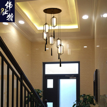 New Chinese stair chandelier Antique duplex Chinese chandelier Long chandelier Chinese style Stairwell Chinese decorative lamps