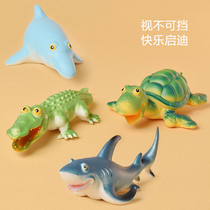 Marine animal toy soft glue cute shark turtle crocodile penguin mollusk toy marine animal model static