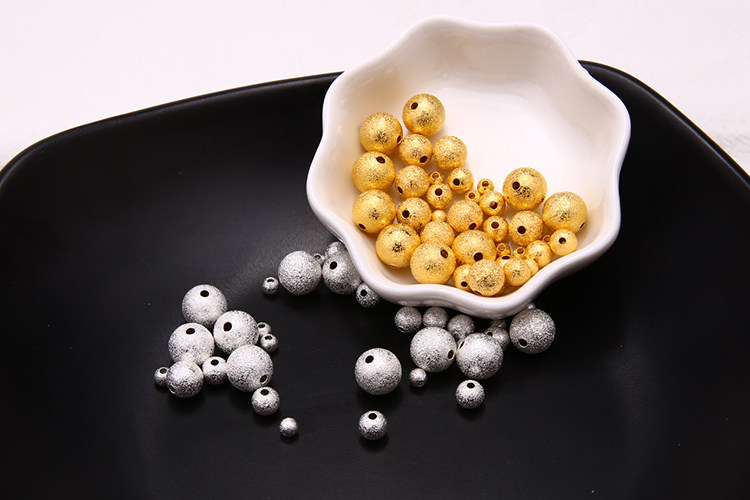 磨砂金银珠diy手工串珠有孔磨砂珠隔珠饰品配件串珠材料