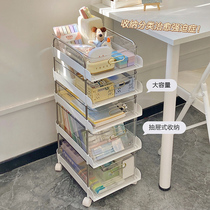 Stationery storage trolley shelf floor-to-ceiling transparent bookshelf removable student dormitory snack book storage rack