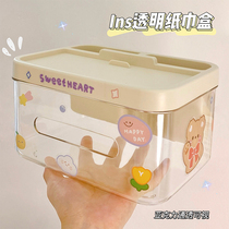 Cute multifunctional tissue box ins wind dormitory mobile phone bracket desktop storage pen holder living room creative paper box