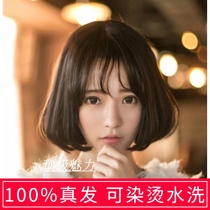 New real hair wig set Air roll Qi banghai short hair fluffy BOBO head Korean version sweet real hair