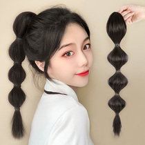 Full true hair grab clip type Net red lantern bubble braid wig female natural high ponytail braided 45 long wig tail