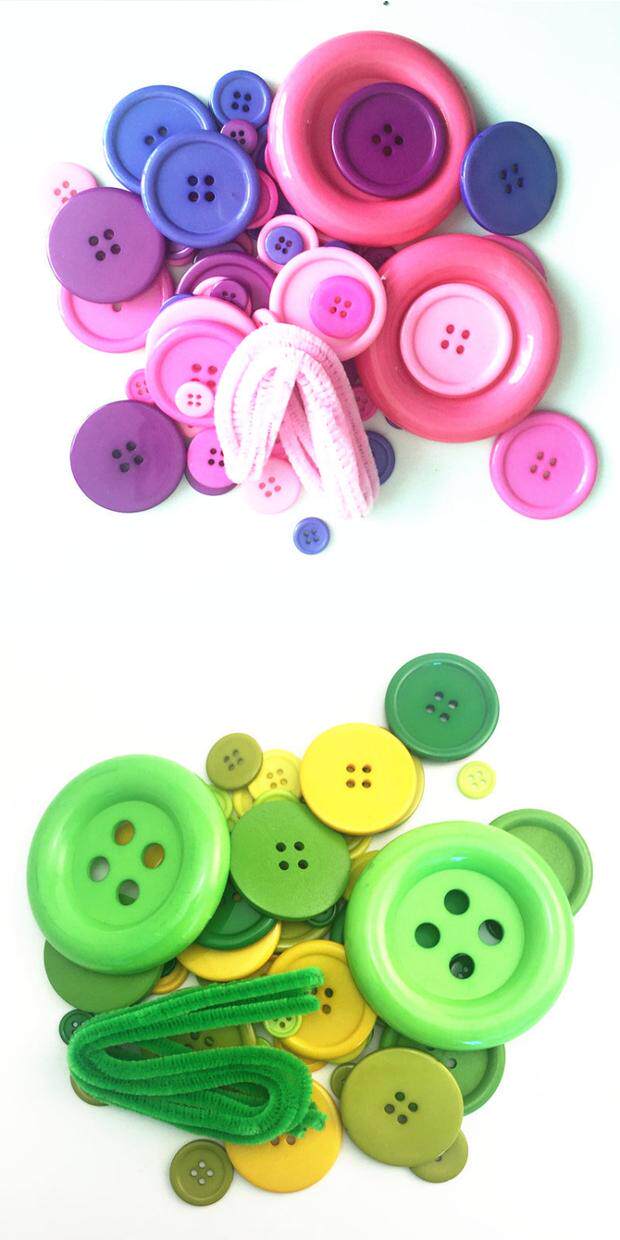 小八腊子混搭创意diy彩色纽扣花艺术扣子画材料包幼儿园手工制作_双氙