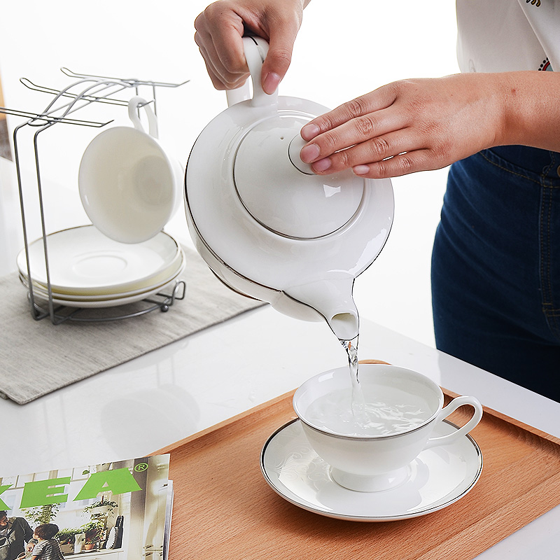 Red peony ipads porcelain cup suit household tray was European - style coffee set ceramic water with cold hot hot tea kettle