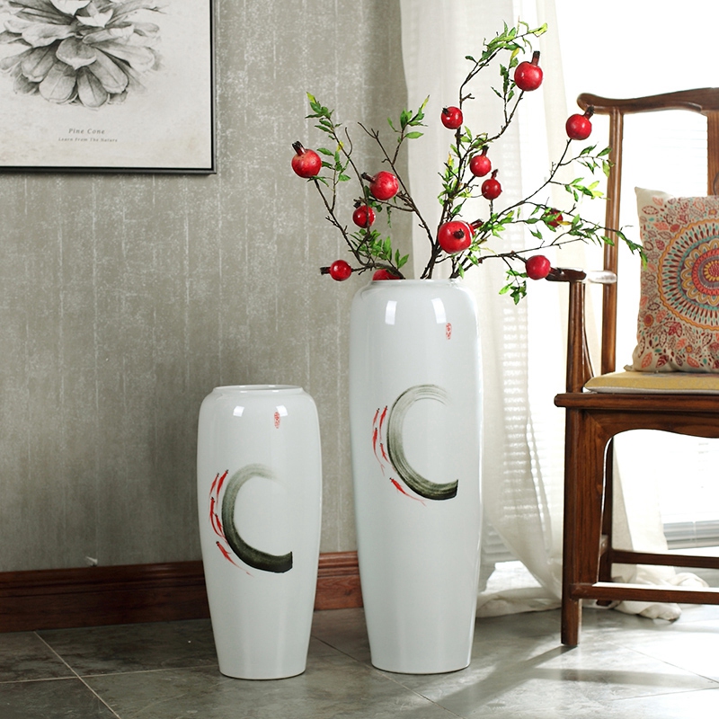 New Chinese style porch ground vase jingdezhen zen hand - made ceramic dry flower arranging flowers is placed a large sitting room simulation