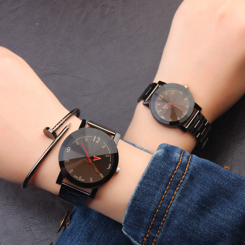 Korean version of the gear steel band couple watch compass turntable pointer mens watch Womens watch British creative personality fashion table