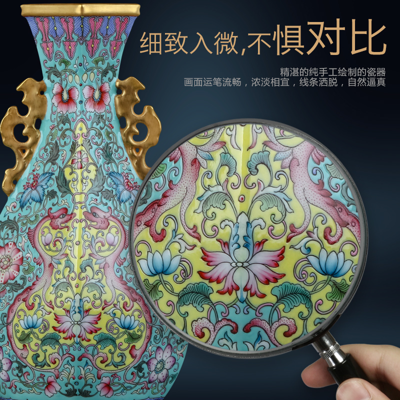 Collect antique hand - made the qing qianlong emperor up enamel treasure fan ears sifang rich ancient frame study ceramics furnishing articles