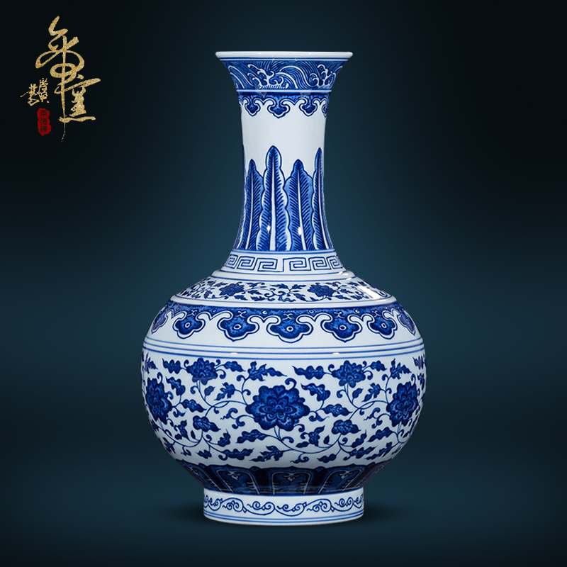 Jingdezhen ceramics imitation antique vase qianlong hand - made porcelain vase home sitting room adornment handicraft furnishing articles