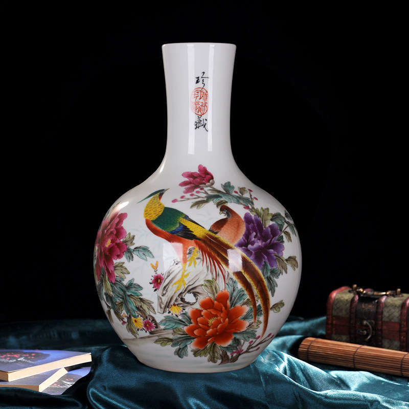 Jingdezhen ceramics powder enamel notes tong prosperous celestial vase hand - made vases sitting room home handicraft furnishing articles