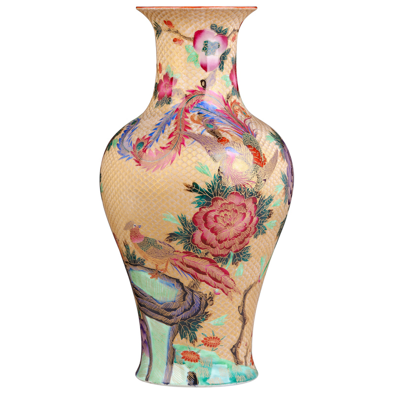 Jingdezhen ceramics antique hand - made thread colored enamel vase Chinese style living room porch TV ark, flower arranging furnishing articles