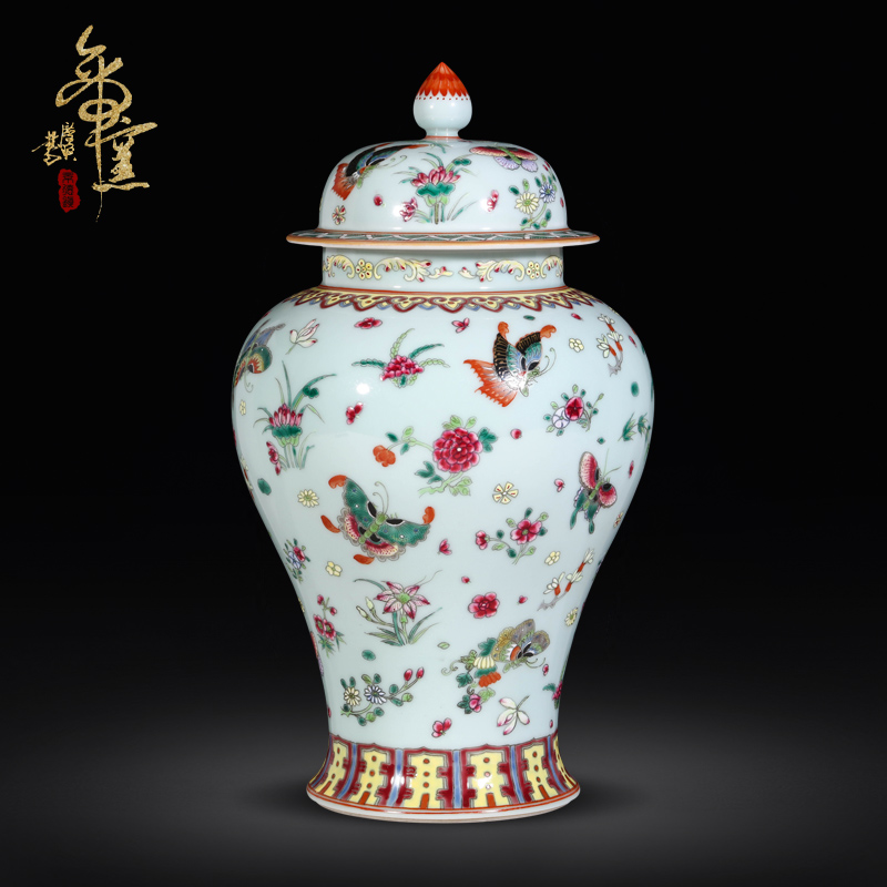 Jingdezhen ceramic antique hand - made general as cans best butterfly tattoo Chinese style living room decoration as storage tank vase furnishing articles