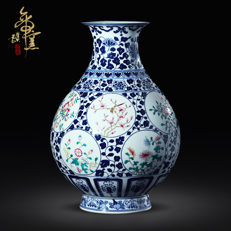 Jingdezhen ceramic vase celebrity famous antique vase imitation porcelain furnishing articles sitting room decorate a design package mail