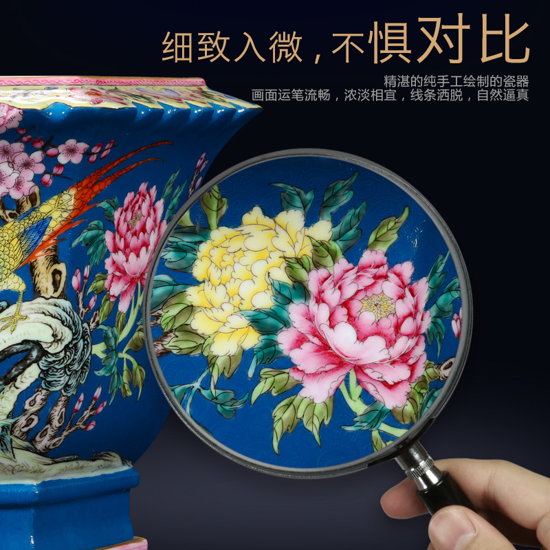 Jack emperor up jingdezhen furnishing articles grilled hand - made flowers ornamental ceramic vase archaize floor room with the tray flowerpot