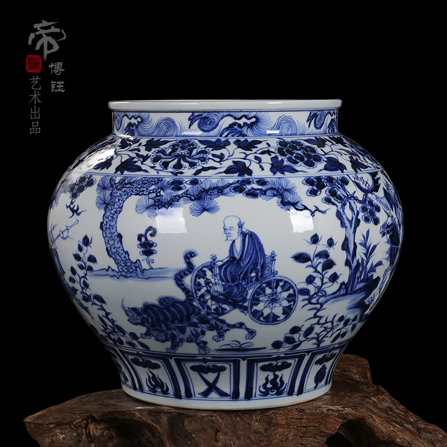 Jingdezhen fine antique ceramics yuan blue and white ghost cereal is downhill pitcher of high - grade hand - made vases, high copy written