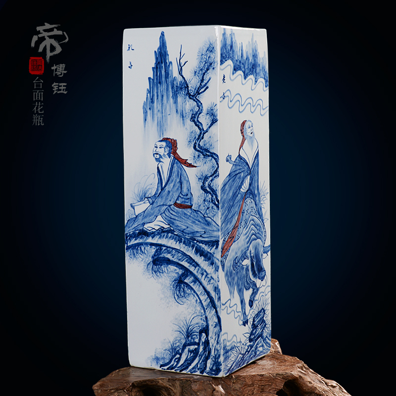 Home fashion pastel blue and white porcelain masterpieces by famous writers, hand - made vases, jingdezhen ceramics compartments, traditional Chinese painting figures