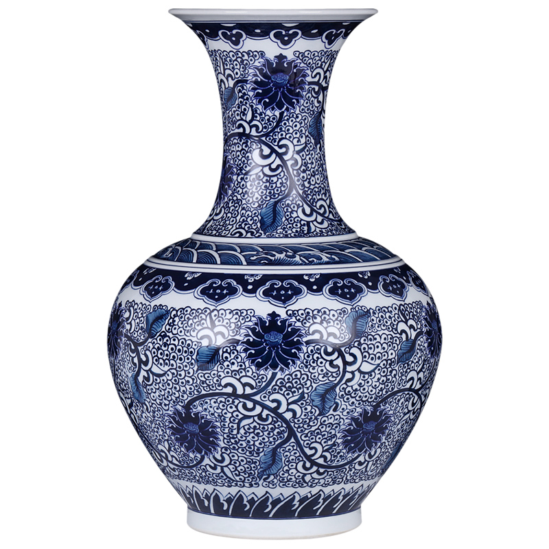 Jingdezhen ceramics antique hand - made place to live in the sitting room is blue and white porcelain vase flower arranging TV ark, decoration decoration