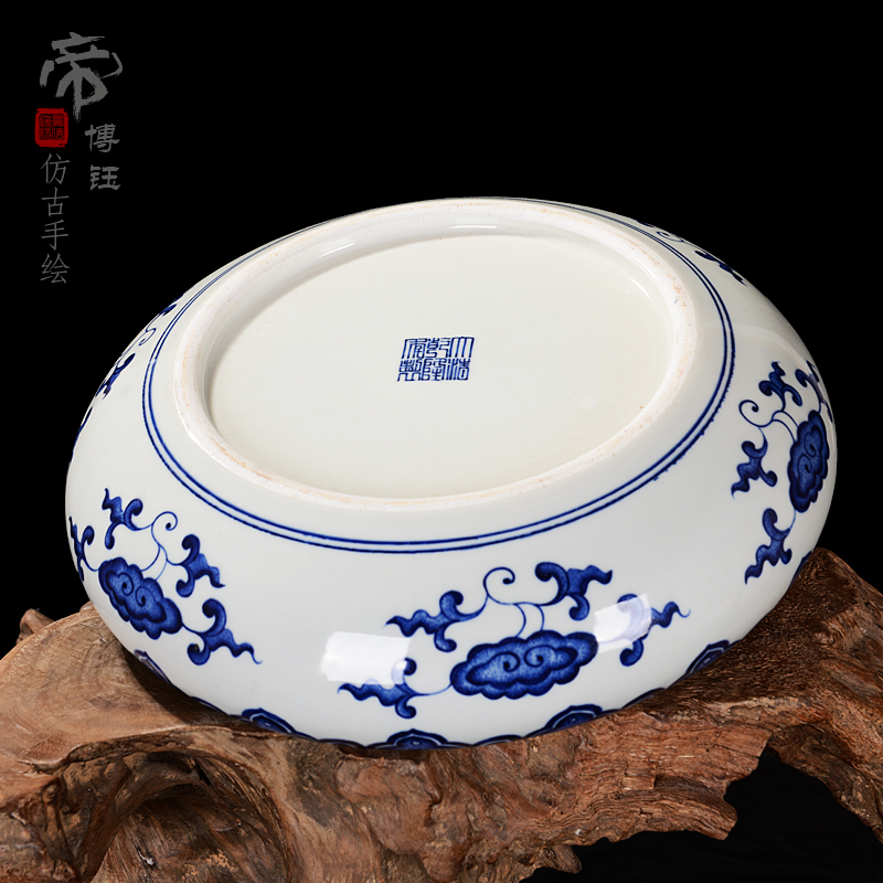 Jingdezhen ceramics vase furnishing articles XiCha manual writing brush washer water wash to antique decoration of blue and white porcelain vase restoring ancient ways