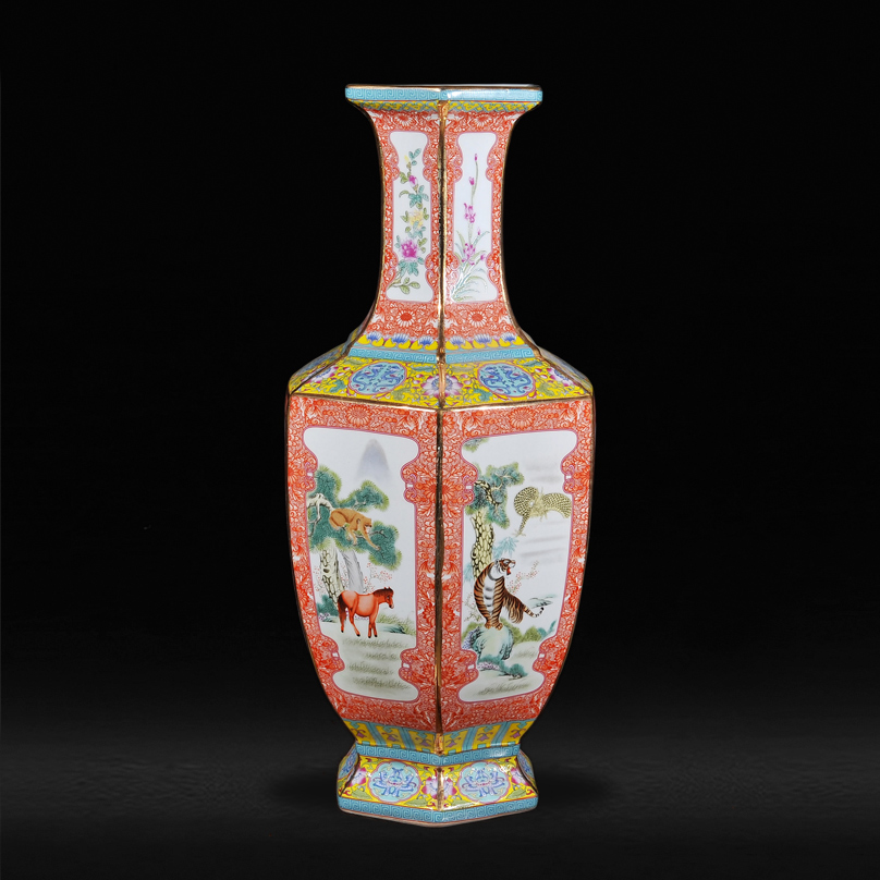 Jingdezhen ceramic antique vase zodiac up fashion furnishing articles housewarming flower arranging landing crafts sitting room