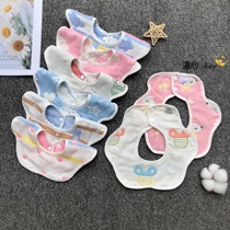 Newborn Baby 6 Layers Gauze Surrounding Mouth 360 Degrees Rotatable Boy Woman Bao Anti-Spitting Milk Round Saliva Towel