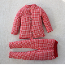 Cotton Handmade Plaid Thickening Upright Collar Baby Casual Children Suit CUHK Tong Body Stretch Cotton Clothing Winter Cotton Clothes