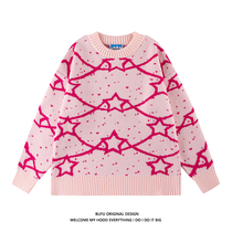 Millions of teenage national tide star elements sweet cool sweater men and women couples loose retro spicy knife sweater