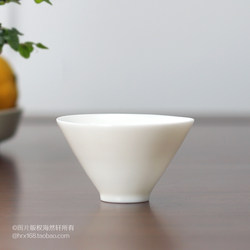 Chaozhou ceramic kung fu tea set master cup single cup handmade mutton fat jade porcelain cup tea cup solid white porcelain bamboo hat cup