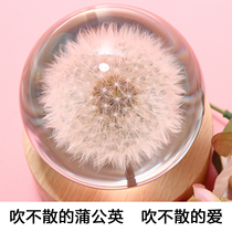 Dandelion Specimen Music Box Water Crystal Ball Sky City Octaonic Box Creative Birthday Seven-day Christmas Gift Woman