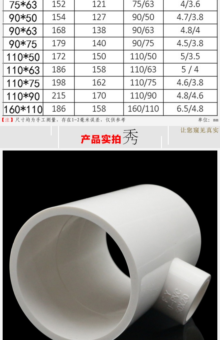 pvc管变径三通接头管件20 25 32 40 50 63 75 90大小三通异径三通