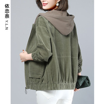 women's spring and autumn all match corduroy coat casual top 2022 new 40 year old cotton short coat top