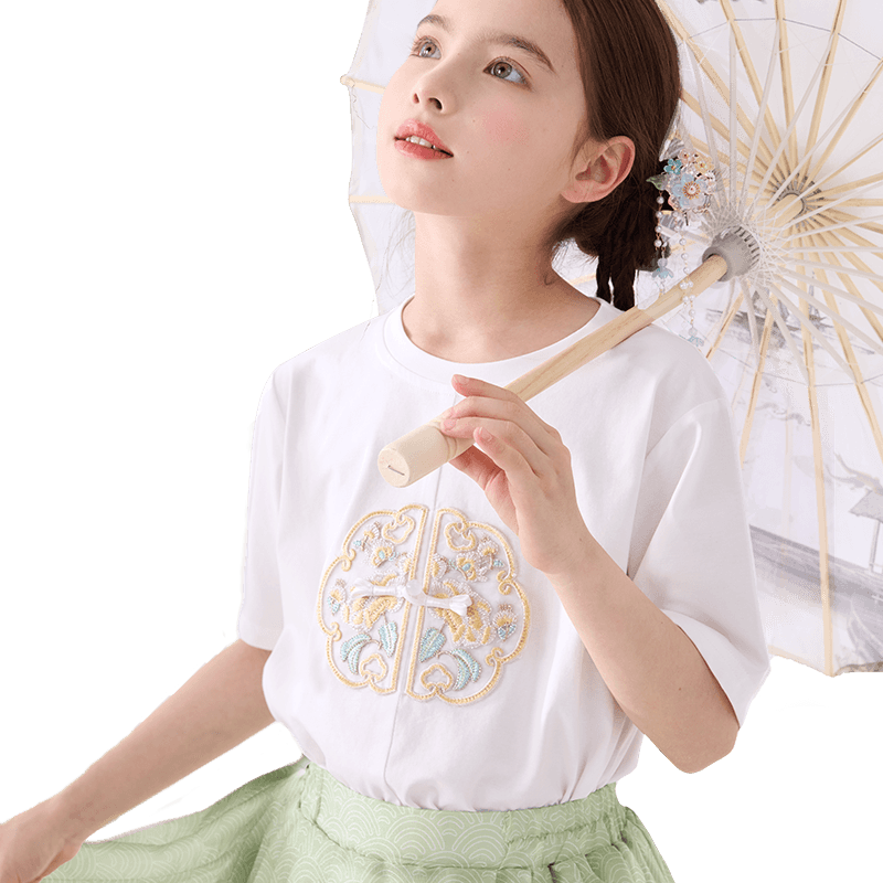 Girls short-sleeved T-shirt 2025 new summer children's new Chinese style white top medium-sized children's fashionable children's clothing
Girls short-sleeved T-shirt 2025 new summer children's new Chinese style white top medium-sized children's fashionable children's clothing