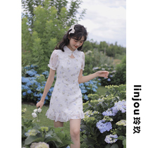 linjou Lingjiu slim small man short a-line skirt design sense niche dress womens cheongsam improved summer