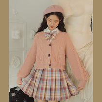 Lingjiu cardigan womens knitwear 2022 new spring and autumn sweater short style outer with a college-style top jacket