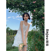 Linjou Lingjiu knitted camisole vest female summer inner with a primer careful machine outside wear a double shoulder strap trim top