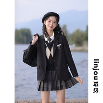 Linjou Lingjiu black blazer womens spring 2022 new Korean version of the small man casual suit top