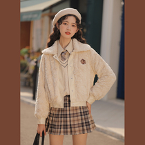 Lingjiu soft sticky plush rabbit fur coat women plus thick winter 2021 small man lamb hair short coat top