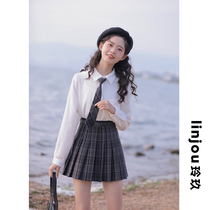 Lingjiu white shirt women 2022 spring new retro college small long-sleeved top undershirt early