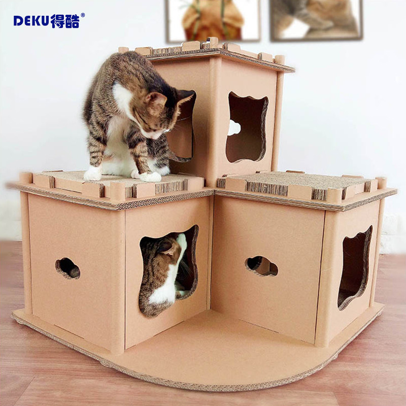 猫窝爬架猫树一体豪华别墅猫屋硬纸板宠物房子室内大型瓦楞纸猫舍