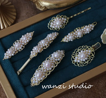 Self-wearing recommended natural freshwater pearl Baroque hairclip Net red retro French one-word clip small hairclip bangs clip