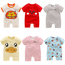 Infant summer new cotton jumpsuit baby short sleeve ha clothing cartoon pop pajamas pure cotton